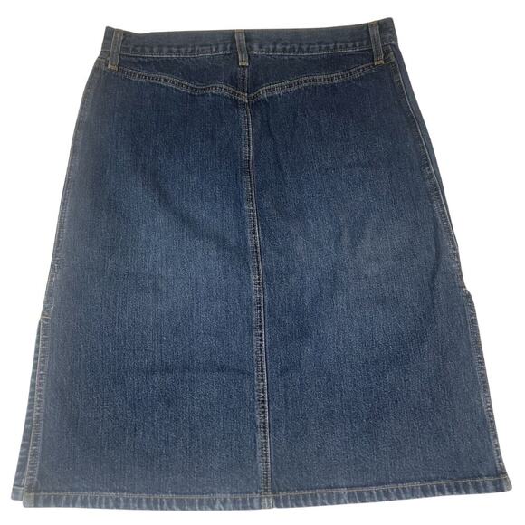 Vtg Y2K 90's Abercrombie & Fitch Midi Slit Hem Denim Skirt Womens 8 Retro USA - Picture 3 of 11